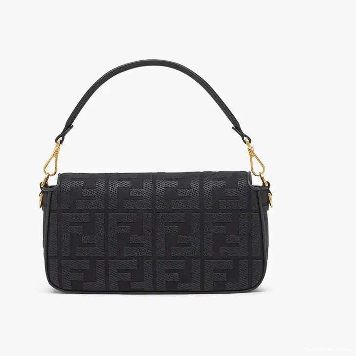 Cheap In Laser FF with Fendi Black Strap Bag Medium Canvas Cut Motif Baguette 0701